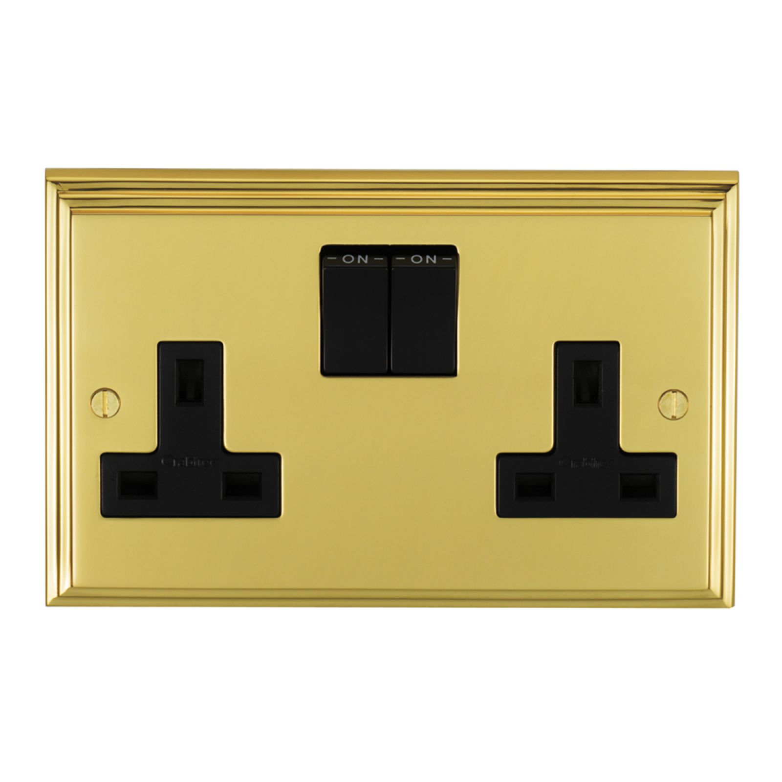 Stepped 2 Gang 13amp DP Switched Socket - brass, chrome or satin chrome