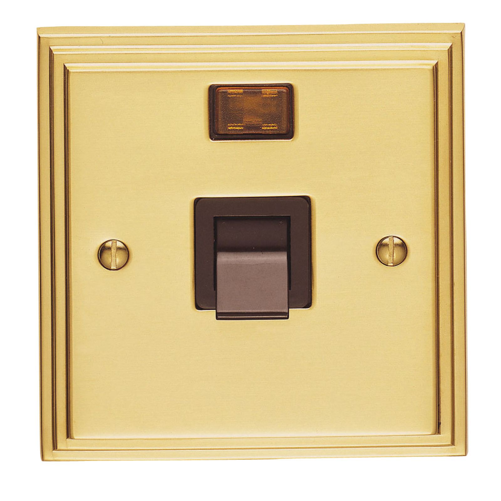 Stepped 1 Gang 45amp DP Cooker Switch & Neon - brass, chrome or satin chrome