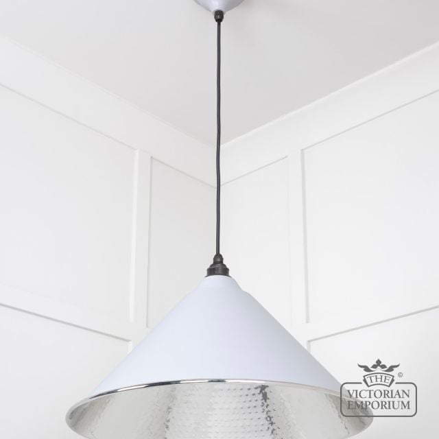 Hockliffe Pendant Light In Hammered Nickel And Birch Exterior 45433bi 2 L