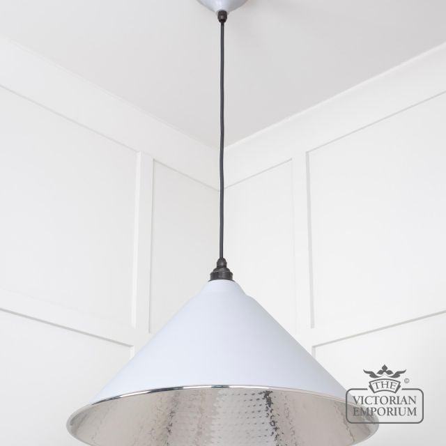 Hockliffe Pendant Light In Hammered Nickel And Birch Exterior 45433bi 3 L