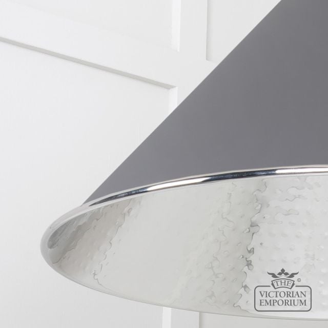 Hockliffe Pendant Light In Hammered Nickel And Dark Grey Exterior 45433bl 4 L