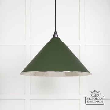 Hockliffe Pendant Light In Hammered Nickel And Heath Green Exterior 45433h 1 L