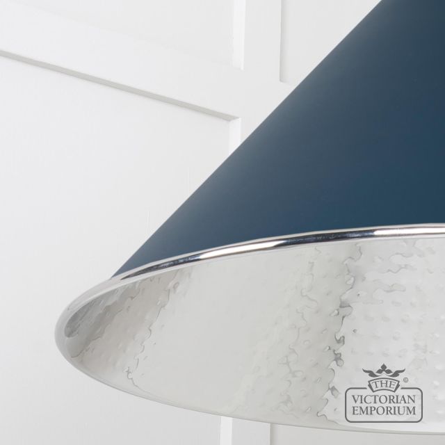 Hockliffe Pendant In Hammered Nickel And Deep Blue Exterior 45433du 4 L
