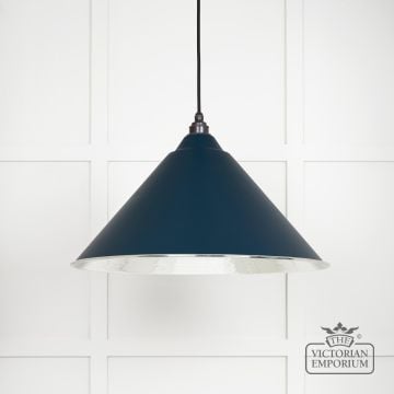 Hockliffe Pendant In Hammered Nickel And Deep Blue Exterior 45433du Main L