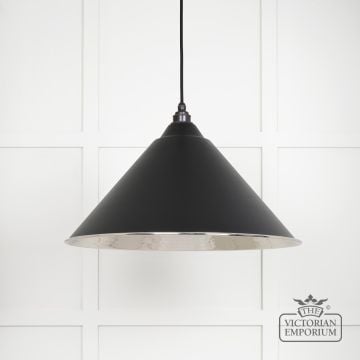 Hockliffe Pendant Light In Hammered Nickel And Black Exterior 45433eb 1 L