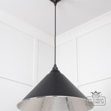 Hockliffe Pendant Light In Hammered Nickel And Black Exterior 45433eb 3 L
