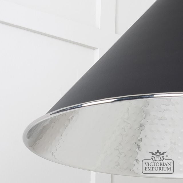 Hockliffe Pendant Light In Hammered Nickel And Black Exterior 45433eb 4 L