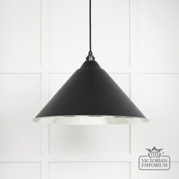 Hockliffe Pendant Light In Hammered Nickel And Black Exterior 45433eb Main L