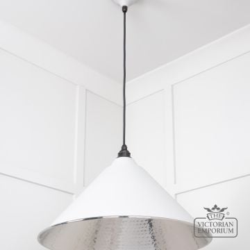Hockliffe Pendant Light In Hammered Nickel And White Exterior 45433f 3 L