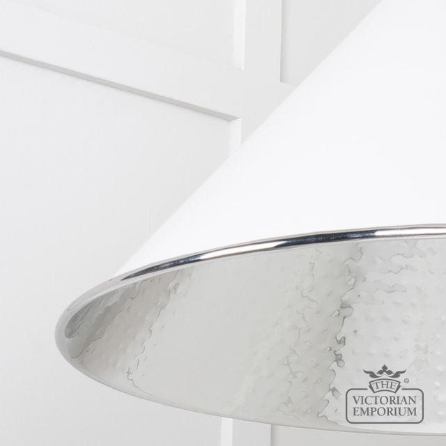 Hockliffe Pendant Light In Hammered Nickel And White Exterior 45433f 4 L