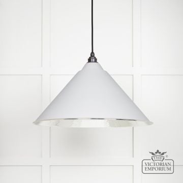 Hockliffe Pendant Light In Hammered Nickel And White Exterior 45433f Main L