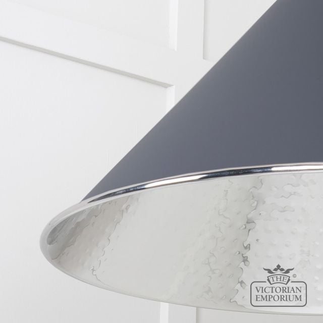Hockliffe Pendant Light In Hammered Nickel And Slate Exterior 45433sl 4 L