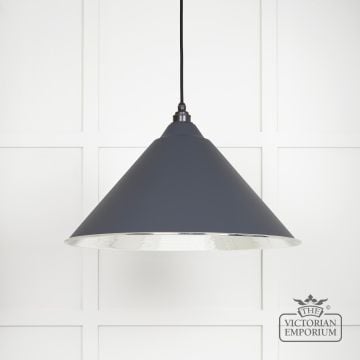 Hockliffe Pendant Light In Hammered Nickel And Slate Exterior 45433sl Main L