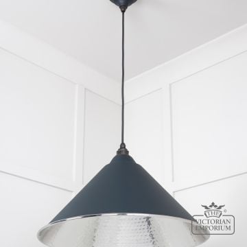 Hockliffe Pendant Light In Hammered Nickel And Soot Exterior 45433so 2 L