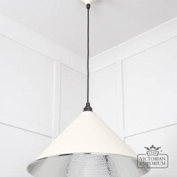 Hockliffe Pendant Light In Hammered Nickel And Off White Exterior 45433te 2 L