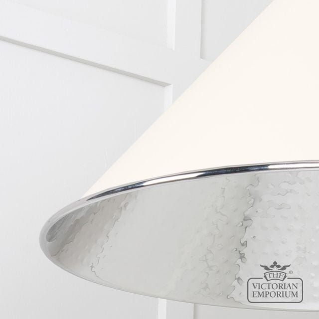 Hockliffe Pendant Light In Hammered Nickel And Off White Exterior 45433te 4 L