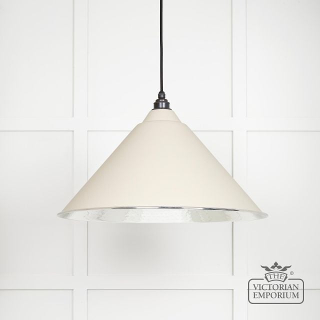 Hockliffe Pendant Light In Hammered Nickel And Off White Exterior45433te Main L
