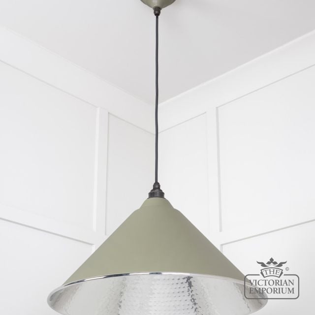 Hockliffe Pendant Light In Hammered Nickel And Tump Exterior 45433tu 2 L