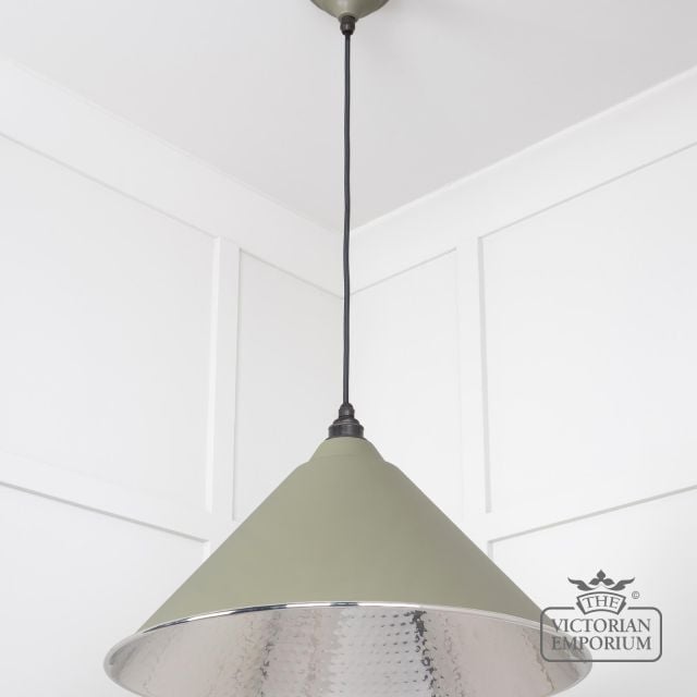 Hockliffe Pendant Light In Hammered Nickel And Tump Exterior 45433tu 3 L