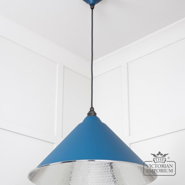 Hockliffe Pendant Light In Hammered Nickel And Upstream Exterior 45433u 2 L