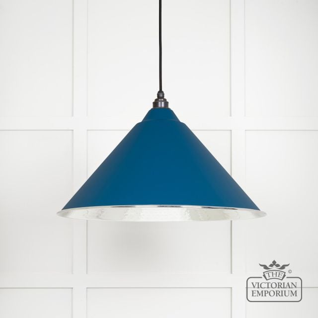 Hockliffe Pendant Light In Hammered Nickel And Upstream Exterior 45433u Main L