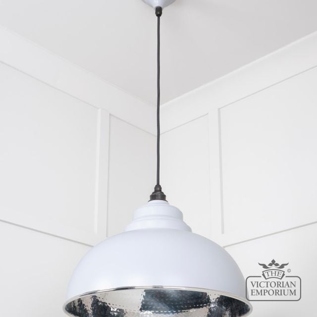 Harlow Pendant Light In Hammered Nickel With Birch Exterior45472bi 2 L