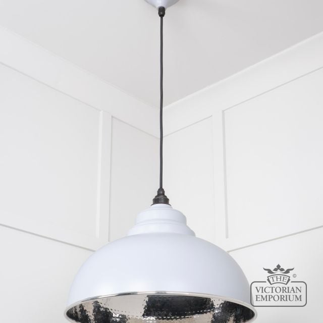 Harlow Pendant Light In Hammered Nickel With Birch Exterior45472bi 3 L