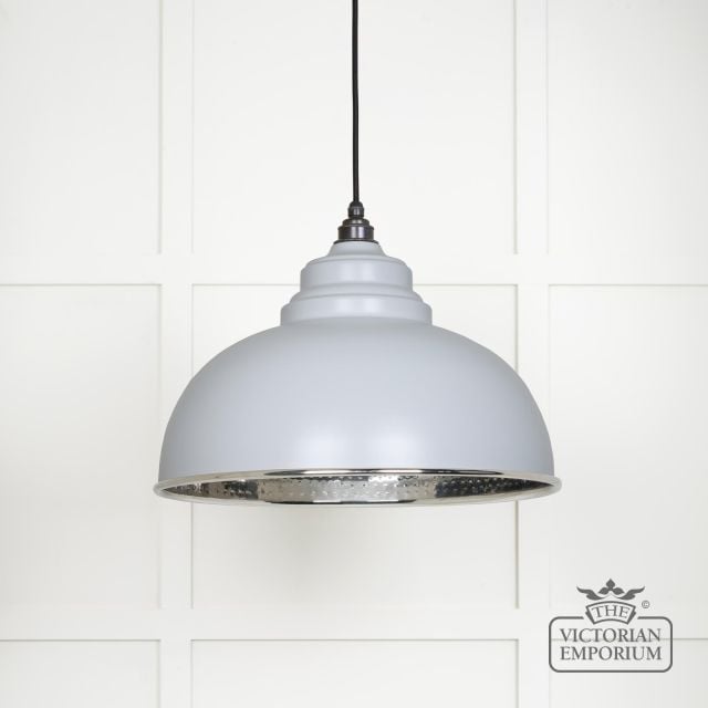 Harlow Pendant Light In Hammered Nickel With Birch Exterior45472bi Main L