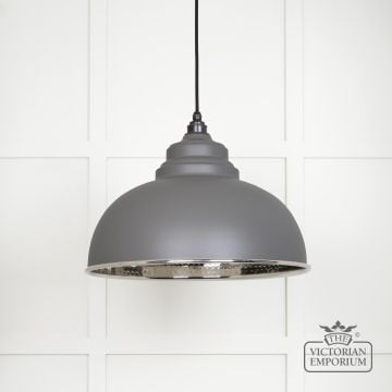 Harlow Pendant Light In Hammered Nickel With Bluff Exterior 45472bl 1 L