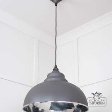 Harlow Pendant Light In Hammered Nickel With Bluff Exterior 45472bl 2 L