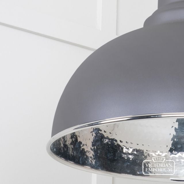 Harlow Pendant Light In Hammered Nickel With Bluff Exterior 45472bl 4 L