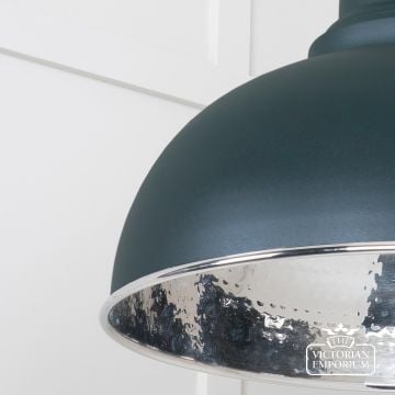 Harlow Pendant Light In Hammered Nickel With Dark Green Exterior 45472di 4 L