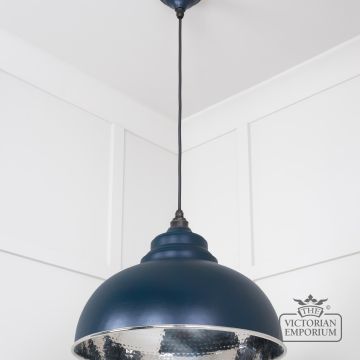 Harlow Pendant Light In Hammered Nickel With Dusk Exterior 45472du 2 L