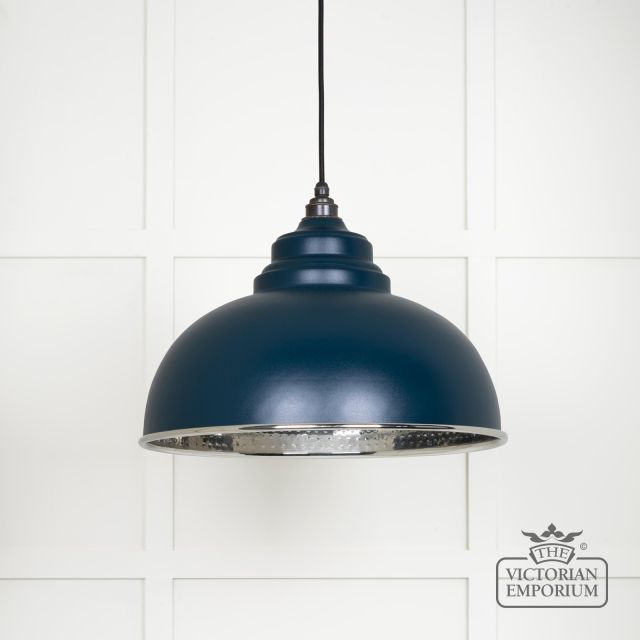 Harlow Pendant Light In Hammered Nickel With Dusk Exterior 45472du Main L