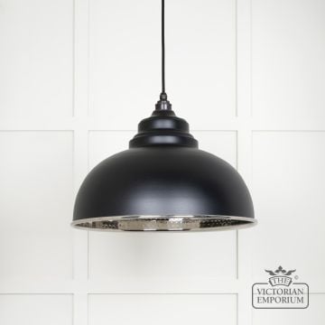 Harlow Pendant Light In Hammered Nickel With Black Exterior 45472eb 1 L