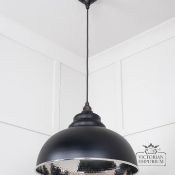 Harlow Pendant Light In Hammered Nickel With Black Exterior 45472eb 3 L