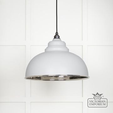 Harlow Pendant Light In Hammered Nickel With Flock Exterior 45472f 1 L
