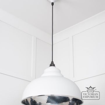 Harlow Pendant Light In Hammered Nickel With Flock Exterior 45472f 2 L