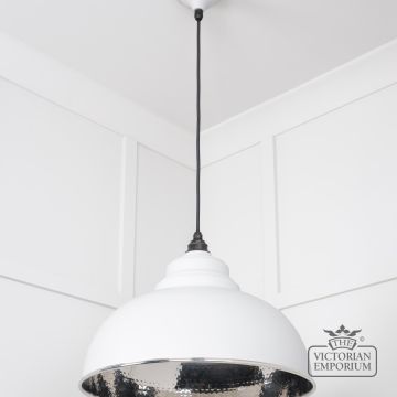 Harlow Pendant Light In Hammered Nickel With Flock Exterior 45472f 3 L