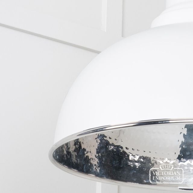 Harlow Pendant Light In Hammered Nickel With Flock Exterior 45472f 4 L