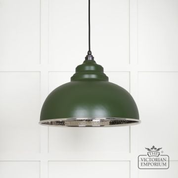 Harlow Pendant light in Hammered Nickel with Heath Exterior