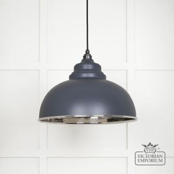 Harlow Pendant Light In Hammered Nickel With Slate Exterior 45472sl 1 L