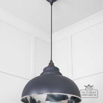 Harlow Pendant Light In Hammered Nickel With Slate Exterior 45472sl 2 L
