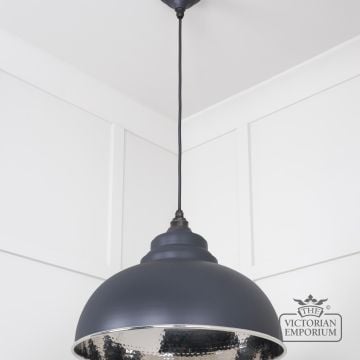 Harlow Pendant Light In Hammered Nickel With Slate Exterior 45472sl 3 L
