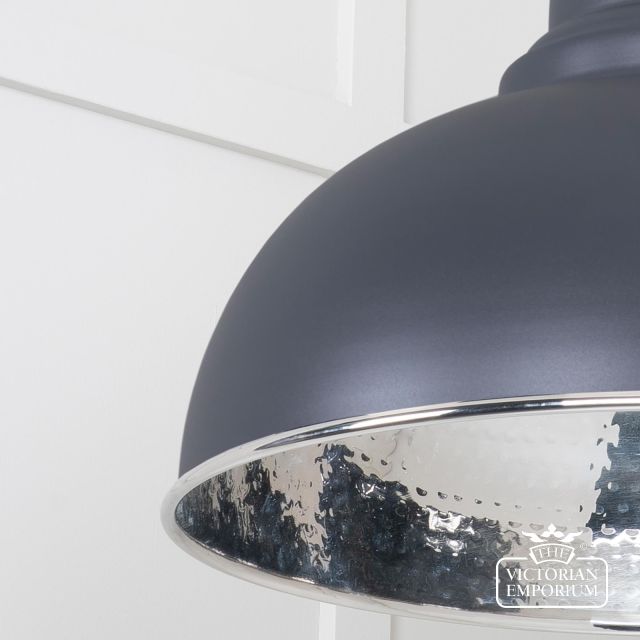 Harlow Pendant Light In Hammered Nickel With Slate Exterior 45472sl 4 L