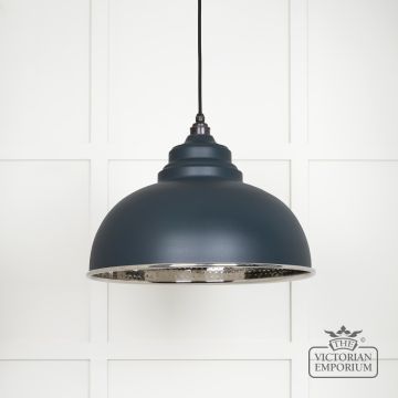 Harlow Pendant Light In Hammered Nickel With Soot Exterior 45472so 1 L
