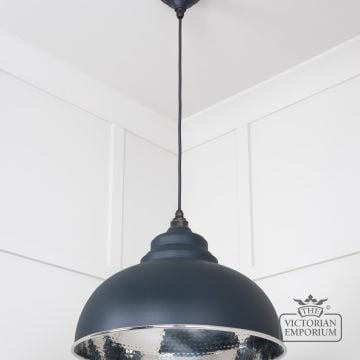 Harlow Pendant Light In Hammered Nickel With Soot Exterior 45472so 2 L