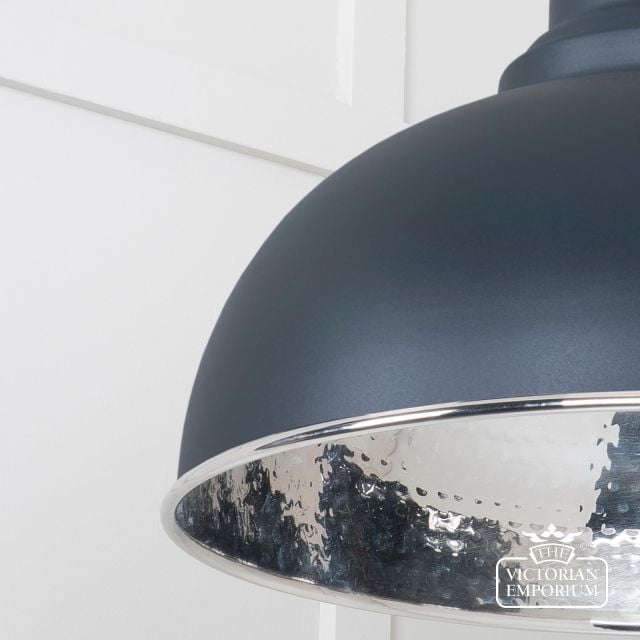 Harlow Pendant Light In Hammered Nickel With Soot Exterior 45472so 4 L
