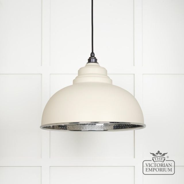 Harlow Pendant Light In Hammered Nickel With Teasel Exterior 45472te Main L