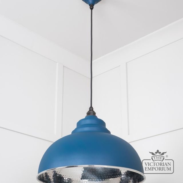 Harlow Pendant Light In Hammered Nickel With Upstream Exterior 45472u 2 L